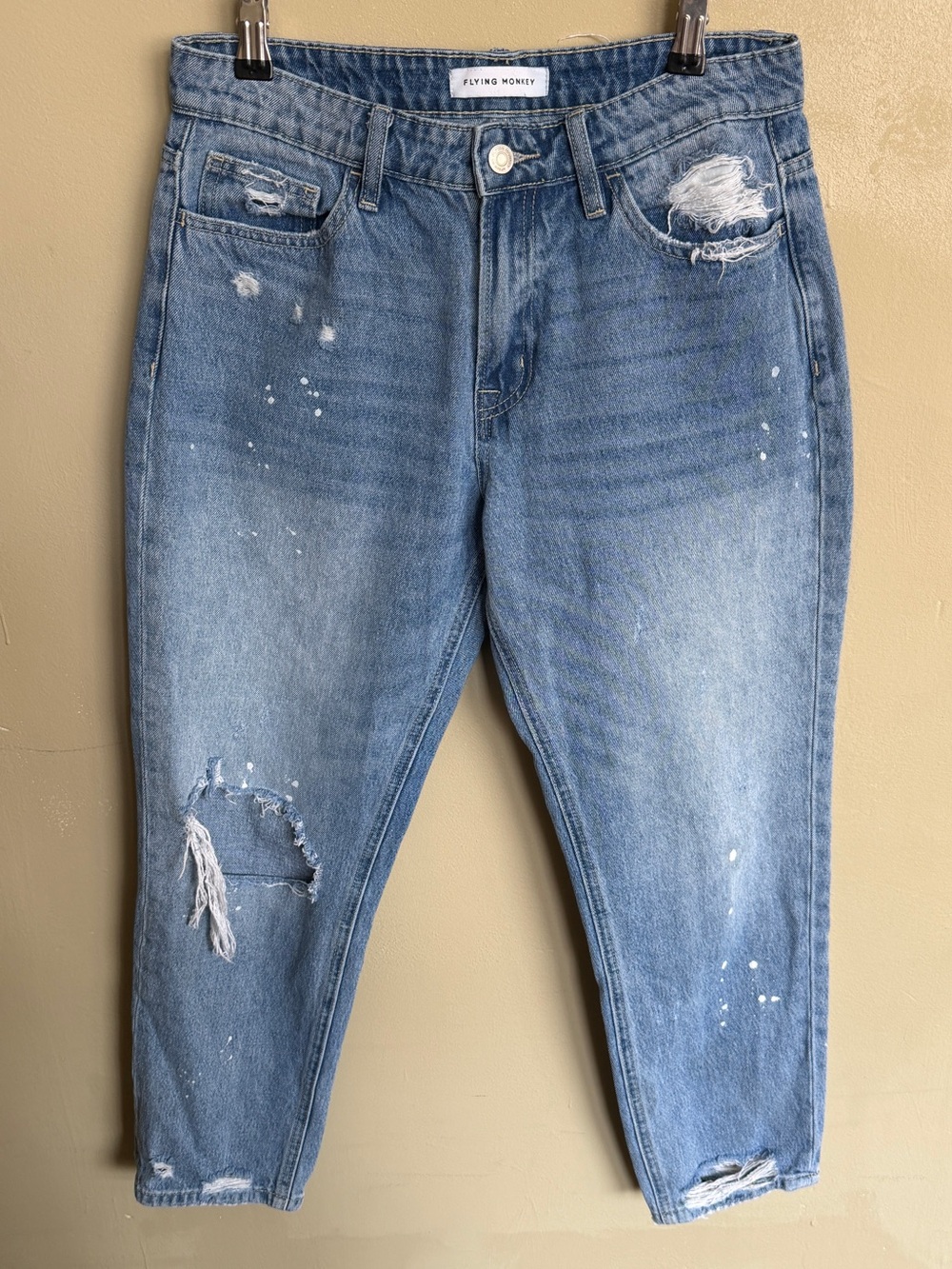 Flying Monkey Light Wash Skinny Jeans with Distressed Details